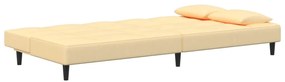 Sofá-cama 2 lugares com duas almofadas veludo cor creme