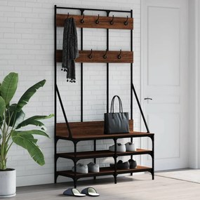 vidaXL Bengaleiro c/ arrumação calçado 100x40x184 cm carvalho castanho