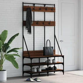 vidaXL Bengaleiro c/ arrumação calçado 100x40x184 cm carvalho castanho