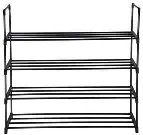 Estante metálica para sapatos com 4 prateleiras 92 x 30 x 73 cm preto