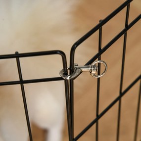 PawHut Parque para Cães 8 Painéis 61x61cm Dobráveis Gaiola Metálica para Animais de Estimação com Porta e Dupla Fechadura para Jardim Pátio Exterior Preto