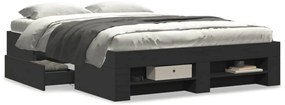 Estrutura de cama 135x190 cm derivados de madeira preto