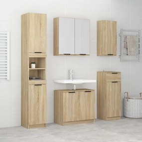 vidaXL 5 pcs conj. armário casa de banho madeira proc. carvalho sonoma