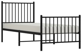 Estrutura de cama com cabeceira e pés 80x200 cm metal preto