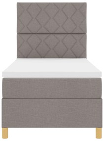 Cama Box Spring com Colchão &amp; LED Taupe 100x200 cm Tecido