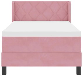 Cama Box Spring vidaXL com Colchão Rosa 90x190 cm Veludo