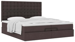 Estrutura de cama otomana com colchões tecido castanho escuro