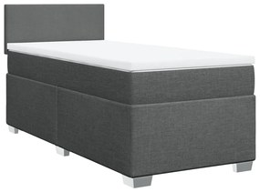 Cama com molas/colchão 90x190 cm tecido cinza-escuro