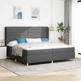 Cama Box Spring vidaXL com Colchão Cinza Escuro 200x200 cm Tecido