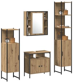 Conjunto de Móveis para Casa de Banho de 4 Peças em Carvalho Artesanal