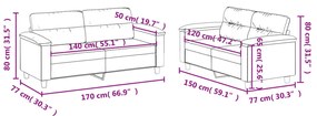 2 pcs conjunto sofás c/ almofadões couro artif. cor cappuccino