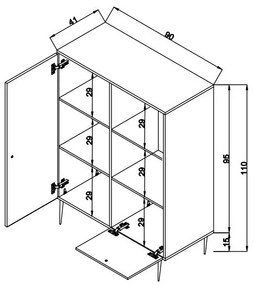 Armário Multiusos Hazeran – Carvalho – 40x90x110 cm