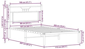 Estrutura de cama sem colchão 107x203 cm carvalho castanho