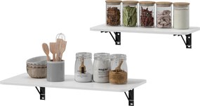Conjunto de 2 mesas dobráveis de parede, mesa de parede rebatível em madeira, para cozinha, sala de jantar, escritório, branco brilhante