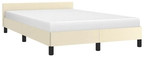 Estrutura de Cama Salu com Cabeceira em Couro Artificial Creme - 120x2