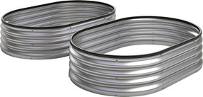 Outsunny Conjunto de 2 Caixas de Plantio de Exterior em Aço Galvanizado para Terraço Jardim 135x90x30 cm Prateado | Aosom Portugal