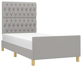 Estrutura de cama sem colchão 90x190 cm tecido cinzento-claro