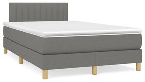 vidaXL Cama boxspring com colchão 120x190 cm tecido cinzento-escuro