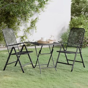 vidaXL 3 pcs conj. de jantar p/ jardim malha metal expandido antracite