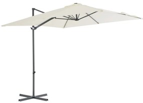 Guarda-sol Cantilever com Poste em Aço - 250x250 cm - Cor Areia