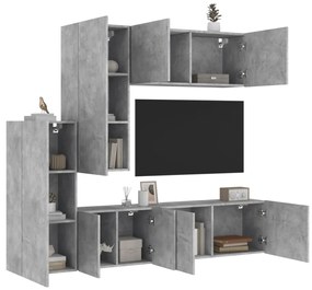 vidaXL 5 pcs móveis de parede p/ TV derivados de madeira cinza cimento