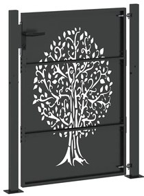 Portão de Jardim Preto 105 x 150 cm Aço com Revestimento em Pó