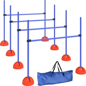 PawHut Conjunto de Agility para cães de 4 peças com 4 barreiras e bolsa de transporte para treino de salto, Azul | Aosom Portugal