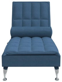 Chaise lounge de massagem com rolo tecido azul