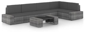 vidaXL 6 pcs conjunto lounge de jardim c/ almofadões vime PE cinzento