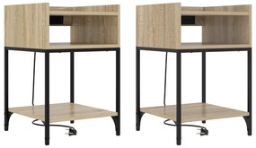 vidaXL Armário de Cabeceira 2 pcs Carvalho Sonoma 40 x 40 x 61 cm
