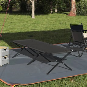Cama de Sol Dobrável com Bolsa de Transporte Preta 600D Tecido Oxford