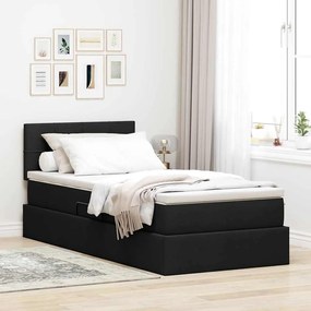 vidaXL Cama com arrumação e colchão com colchão Preto 90 x 200 cm