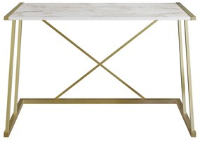 Secretária de Estudo Anemon – Branca e Dourada – 120x75x60 cm