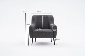 Sofá de 1 Lugar Revos – Antracite – 80 x 83 x 78 cm
