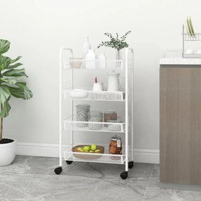 vidaXL Carrinho de cozinha com 4 prateleiras ferro 46x26x85 cm branco