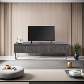 Móvel TV Kordon – Castanho Escuro e Preto – 180x50x40 cm