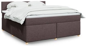 vidaXL Cama com molas/colchão 180x200 cm tecido castanho-escuro