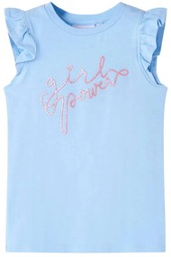 T-shirt para criança manga com folhos azul-claro 140