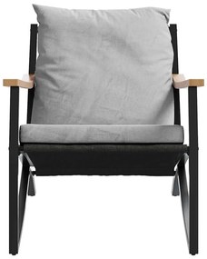 Cadeiras de jardim com almofadões 2 pcs aço preto