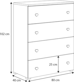 Cómoda Emily branca 102x80x40cm - puxadores em forma de bola de futebol