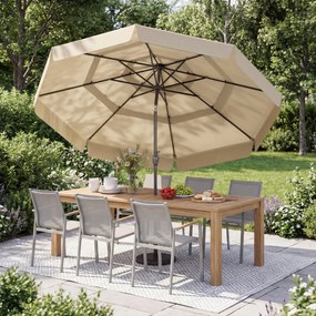 Guarda-sol de 300 cm com teto ventilado (BASE NÃO INCLUIDA), 3 níveis de folhas, inclinação ajustável por manivela e 8 varas – para jardim, piscina e