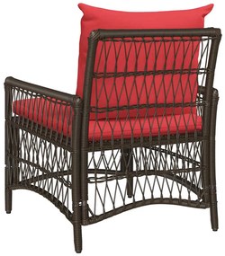 Cadeira Jardim com Almofadas Castanhas 60x70x78 cm Rattan Poliéster