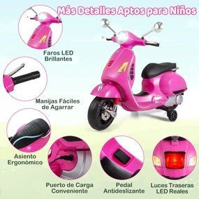 Mota elétrica para crianças de 12 V com 4 rodas, música, luzes LED, rodas de treino, motor duplo de 30 W e design retro-chique para crianças dos 3 aos