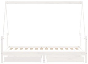 Estrutura cama infantil c/ gavetas 90x190cm pinho maciço branco