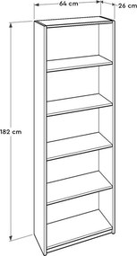 Estante “Verona” — 64x26x182 cm — Design Moderno em Nogueira Clara com