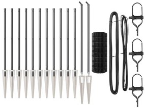 Cerca Euro com 13 postes pontiagudos, 1x25 m, aço galvanizado cinza.
