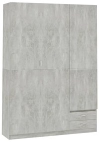 vidaXL Roupeiro 3 portas 120x50x180 cm contraplacado cinzento cimento