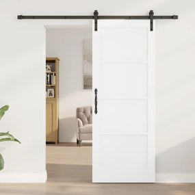 Porta Deslizante vidaXL com Conjunto de Ferragens Branca 78x202 cm Mad