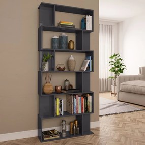 vidaXL Estante/divisória 80x24x192 cm cinzento brilhante