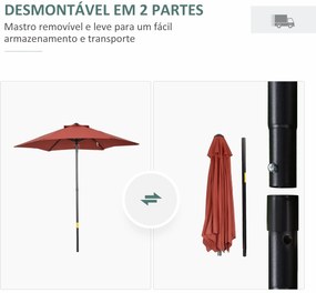 Chapéu de Sol de Jardim Ø2x2 m Chapéu de Sol com Mastro de Alumínio Ma